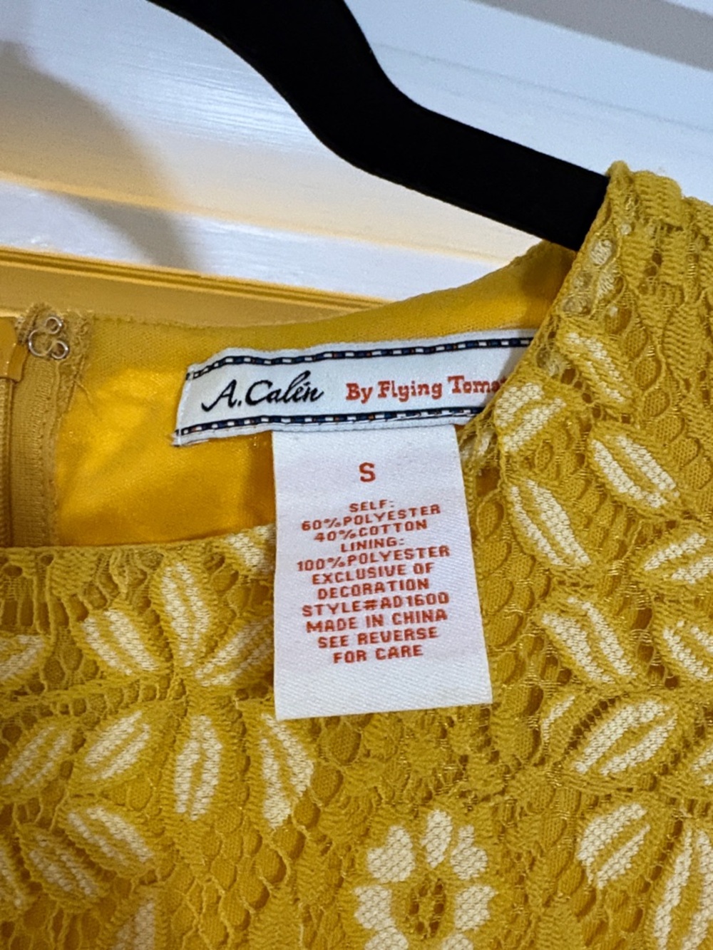 Yellow Lace Mini Dress - Picture 2 of 2